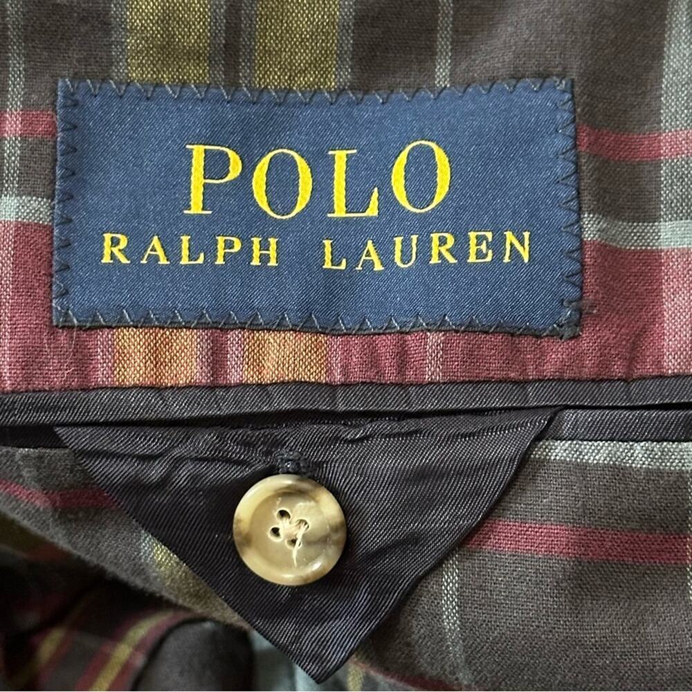 Polo Ralph Lauren Vintage USA Mens 38R Green Blue Red Plaid Cotton Blazer Jacket - Picture 4 of 9